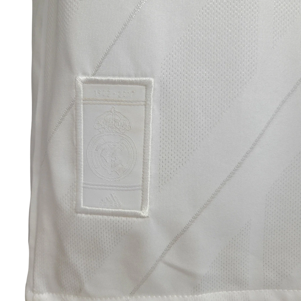 Camisa Retrô Real Madrid I Home Adidas 2017/18  Manga Longa Masculino Branco