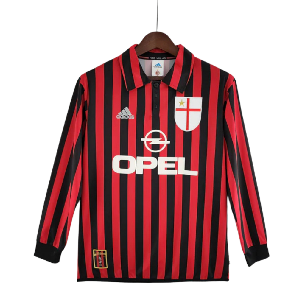 Camisa Manga Longa Milan 1999/2000 Adidas - Preto e Vermelho