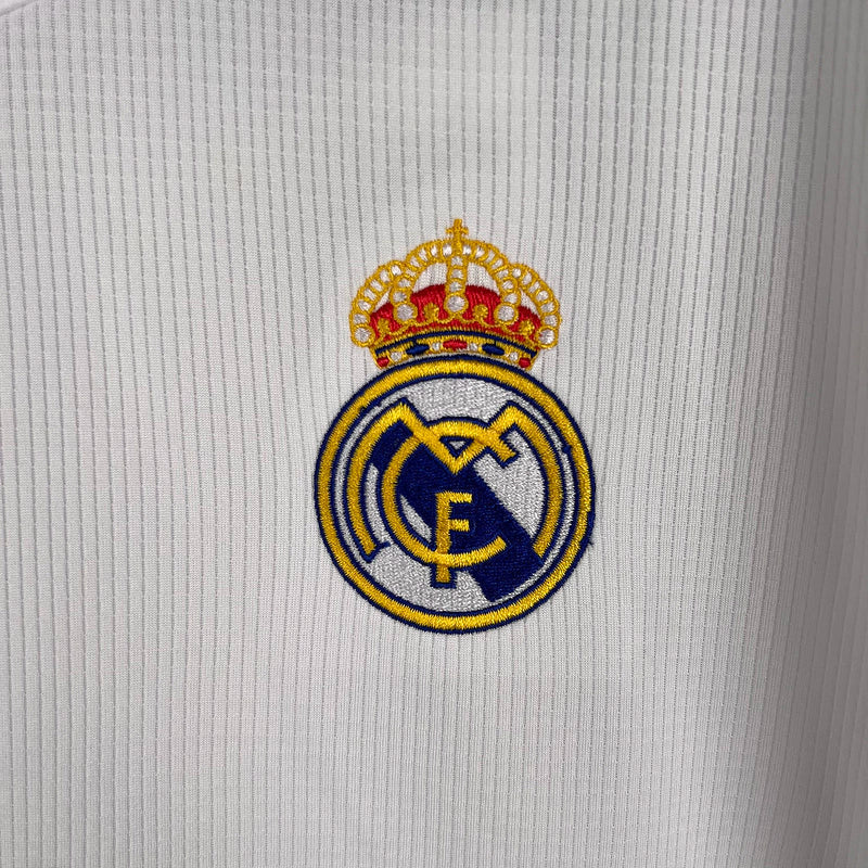 Camisa Real Madrid I Home 2019/20 Adidas Retrô Manga Longa Masculina - Branco