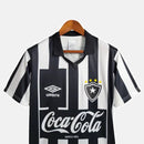 Camisa Botafogo I Retrô 1997 Torcedor Masculina - Branca com listras pretas com patrocínio da Coca Cola