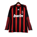 Camisa Retrô Milan I Home Adidas 2008/09 Manga Longa Vermelho e Preto
