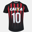 LCamisa do Atlético-PR I 2017 nº 10 Umbro - Listras Preta e Vermelha